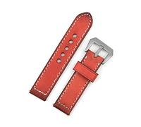 HASGTFM Banda de reloj de cuero vintage 20 mm 22 mm 24 mm de reemplazo de costura hecho a mano for el reloj de Panerai(Red,20mm)
