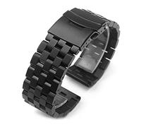 HASGTFM Banda de reloj de metal Premio Solid de acero inoxidable Correas de pulsera Men Women Black Plate Black Silver Madre de 26 mm de 24 mm 20 mm 18 mm de 18 mm(Black01,26mm)
