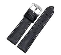HASGTFM Banda de reloj de silicona de fibra de carbono 18 mm 20 mm 22 mm 24mm Watchstrap WatchBand Banda de goma Pulsera de goma Accesorio Correa impermeable(Single line white,21mm)