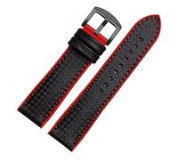 HASGTFM Banda de reloj de silicona de fibra de carbono 18 mm 20 mm 22 mm 24mm Watchstrap WatchBand Banda de goma Pulsera de goma Accesorio Correa impermeable(Single line red1,24mm)