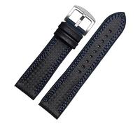 HASGTFM Banda de reloj de silicona de fibra de carbono 18 mm 20 mm 22 mm 24mm Watchstrap WatchBand Banda de goma Pulsera de goma Accesorio Correa impermeable(Double line blue,19mm)