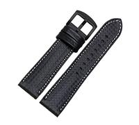 HASGTFM Banda de reloj de silicona de fibra de carbono 18 mm 20 mm 22 mm 24mm Watchstrap WatchBand Banda de goma Pulsera de goma Accesorio Correa impermeable(Single line white1,22mm)