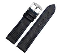 HASGTFM Banda de reloj de silicona de fibra de carbono 18 mm 20 mm 22 mm 24mm Watchstrap WatchBand Banda de goma Pulsera de goma Accesorio Correa impermeable(Single line blue,24mm)