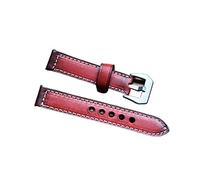 HASGTFM Banda de reloj grueso Correa de cuero vintage 20 mm 22 mm 24 mm con hebilla de acero inoxidable reloj de reloj correa correa pulsera apta for panerai Kzb02(Red,22mm)