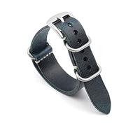 HASGTFM Banda de reloj Vintage de la correa de la OTAN de cuero 20 mm 22 mm 24 mm correa hecha a mano for el reloj Accesorios de reemplazo(Dark blue-S buckle,20mm)