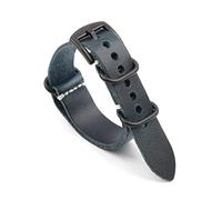 HASGTFM Banda de reloj Vintage de la correa de la OTAN de cuero 20 mm 22 mm 24 mm correa hecha a mano for el reloj Accesorios de reemplazo(Dark blue-B buckle,20mm)