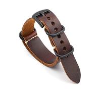 HASGTFM Banda de reloj Vintage de la correa de la OTAN de cuero 20 mm 22 mm 24 mm correa hecha a mano for el reloj Accesorios de reemplazo(Red brown-B buckle,22mm)