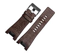 HASGTFM Banda for la banda for la pulsera de cuero de 32 mm for una banda de relojes de pulsera de correa diesel for la banda for la correa DZ1216 DZ1273 DZ4246 DZ4247DZ287 Correa de reloj(A-Brown-bla