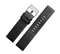 HASGTFM Bandas de cuero DZ1657 DZ1405 DZ120 Mira las bandas de reloj de pulsera for hombres de Strap 2 6 mm 28 mm 30 mm 22 mm 24 mm Apto for diesel(Black-silver buckle,28mm)