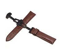 HASGTFM Bandas de cuero Reloj de 20 mm Straputterfly Band de hebilla Correa de hebilla de acero adecuado for Samsung Fit For Galaxy Watch Gear S3 Fit For Frontier(Brown black 1,22mm)