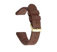 HASGTFM Bandas de reloj de 20 mm Ajuste for las correas de goma de waffle Impermeable de acero inoxidable de acero inoxidable/negro/con hebilla de plata accesorios(Rubber Brown Gold)