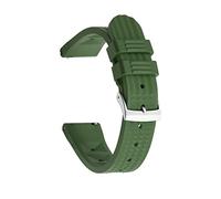 HASGTFM Bandas de reloj de 20 mm Ajuste for las correas de goma de waffle Impermeable de acero inoxidable de acero inoxidable/negro/con hebilla de plata accesorios(Rubber Green Silver)