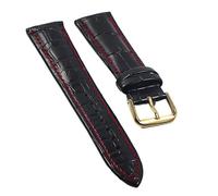 HASGTFM Bandas de reloj de cuero 18 mm 20 mm 22 mm Reloj de acero Banda de hebilla Correa de muñeca Pulsera Banda de reloj(Black Red-G,18mm)