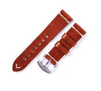 HASGTFM Bandas de reloj de cuero italiano hechas a mano 18 mm 20 mm 22mm reloj de reloj de diseño de diseño de lujo(Brown-Silver Buckle,18mm)