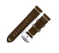 HASGTFM Bandas de reloj de cuero italiano hechas a mano 18 mm 20 mm 22mm reloj de reloj de diseño de diseño de lujo(Green-Silver Buckle,20mm)