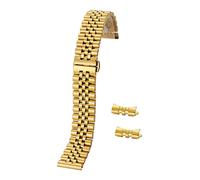 HASGTFM Butterfly Butterfly Spread de acero inoxidable Pulsera de banda de metal sólido Correa de reloj Enlace curvo 12 mm 14 mm 16 mm 18 mm 20 mm 22 mm(Gold,18mm)