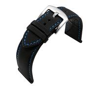HASGTFM Cabina de la banda de reloj de lienzo de nylon for Omeg-A Sele Sea Fit for Master AT150 20 mm de 22 mm de 24 mm Pulsera de reemplazo de reloj for cincuenta brazas(Black-blueline9,22mm)