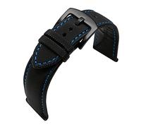 HASGTFM Cabina de la banda de reloj de lienzo de nylon for Omeg-A Sele Sea Fit for Master AT150 20 mm de 22 mm de 24 mm Pulsera de reemplazo de reloj for cincuenta brazas(Black-blueline10,22mm)