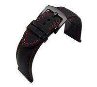 HASGTFM Cabina de la banda de reloj de lienzo de nylon for Omeg-A Sele Sea Fit for Master AT150 20 mm de 22 mm de 24 mm Pulsera de reemplazo de reloj for cincuenta brazas(Black-redline8,24mm)