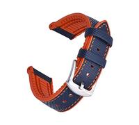HASGTFM Caucho + Correa de reloj de cuero 20 mm 22 mm Pulsera de deportes de buceo impermeable a prueba de agua for cada marca de reloj(Blue Orange,22mm)