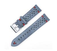 HASGTFM Cera de petróleo Cuero WatchStrap 18mm 20mm 22 mm 24mm reloj de relojes poroso transpirable poroso costuras blancas for ver accesorios de pulsera(Grayblue-red wire,18mm)