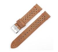 HASGTFM Cera de petróleo Cuero WatchStrap 18mm 20mm 22 mm 24mm reloj de relojes poroso transpirable poroso costuras blancas for ver accesorios de pulsera(Khaki-orange wire,18mm)