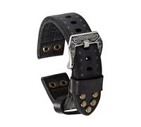 HASGTFM Cintas de reloj de cuero vintage hechas a mano Red/Amarillo Reloj Azul Banda de correa Ajuste for Cinturón de fit for Panerai Buckle tallado 18 20 22 24mm(20mm,Schwarz)