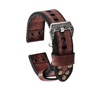 HASGTFM Cintas de reloj de cuero vintage hechas a mano Red/Amarillo Reloj Azul Banda de correa Ajuste for Cinturón de fit for Panerai Buckle tallado 18 20 22 24mm(22mm,Red)