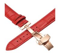 HASGTFM Cintas de relojes de cuero 12 14 16 18 20 mm Reloj Universal Steel Butterfly Cierre de hebilla Correa Correa de pulsera Pulsera Reloj Correa(Rose-red,18mm)