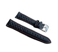 HASGTFM Cinturón de reloj de cuero hecho a mano Cinturón 18 mm 20 mm 22 mm 24mm Mujeres Hombres Negro Reloj de reloj Correa de acero inoxidable Hebilla Kzh01(Red Line,20mm)