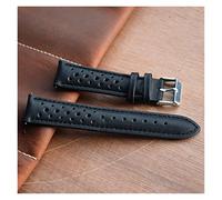 HASGTFM Cinturón de reloj de cuero hecho a mano Cinturón 18 mm 20 mm 22 mm 24mm Mujeres Hombres Negro Reloj de reloj Correa de acero inoxidable Hebilla Kzh01(Black Line,18mm)