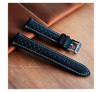 HASGTFM Cinturón de reloj de cuero hecho a mano Cinturón 18 mm 20 mm 22 mm 24mm Mujeres Hombres Negro Reloj de reloj Correa de acero inoxidable Hebilla Kzh01(White Line,22mm)