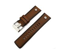 HASGTFM Cinturón de reloj de reloj retro plano de cuero de 24 mm Dz4343 dz4383 Pulseras de la correa de la correa del reloj de moda del viejo estilo MAN + HERRAMIENTAS AJUSTE for DZ(Retro brown screw
