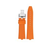HASGTFM Correa convexa for la boca de 24x7mm, apta for Vacheron Constantin 4500V 5500V 7900, correa de reloj for hombre, pulsera de goma fluorada for reloj(Orange-silver)