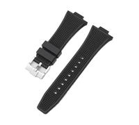 HASGTFM Correa convexa for reloj Tissot PRX Series T137.407/T137.410 Super Player, correa de silicona de goma de liberación rápida for hombre, 12mm x 26mm(Black Silver buckle)