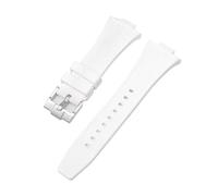 HASGTFM Correa convexa for reloj Tissot PRX Series T137.407/T137.410 Super Player, correa de silicona de goma de liberación rápida for hombre, 12mm x 26mm(White Silver buckle)