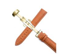 HASGTFM Correa Correa de reloj for cierre de doble botón 16 mm 18 mm 20 mm 22 mm 24 mm Hebilla de acero Pulsera universal(Light Brown Gold,19mm)