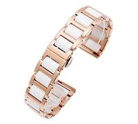 HASGTFM Correa de acero de cerámica Negro/Blanco Phnom Penh 20mm 22 mm Ajuste for Samsung Galaxy/Fit for Huawei Watch 46mm S3 Frontier/Ajuste for reloj de reloj clásico(White Rose Gold,20mm)
