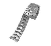 HASGTFM Correa de banda de acero inoxidable Relojes de hombre de 24 mm Correa negra de lujo apta for Panerai PAM 111 441 Correa con hebilla de mariposa de acero inoxidable(Silver)