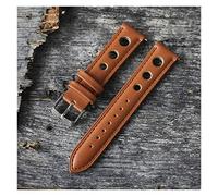 HASGTFM Correa de banda de reloj de cuero retro hecho a mano 18 mm 20 mm 22mm hombre mujer mujer relojes de relojes cinturón de plata hebilla pulida(BROWN,18mm)