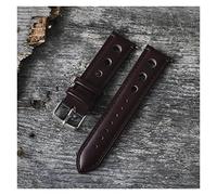 HASGTFM Correa de banda de reloj de cuero retro hecho a mano 18 mm 20 mm 22mm hombre mujer mujer relojes de relojes cinturón de plata hebilla pulida(WRD,24mm)