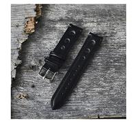 HASGTFM Correa de banda de reloj de cuero retro hecho a mano 18 mm 20 mm 22mm hombre mujer mujer relojes de relojes cinturón de plata hebilla pulida(BK,18mm)