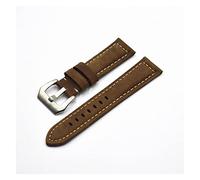HASGTFM Correa de cera de cera de aceite vintage Correa azul 18mm 20 mm 22 mm accesorios de reloj de hebilla de plata, ajuste adecuado for Penahai fossil(Brown B,24mm)