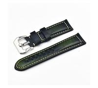 HASGTFM Correa de cera de cera de aceite vintage Correa azul 18mm 20 mm 22 mm accesorios de reloj de hebilla de plata, ajuste adecuado for Penahai fossil(Green A,22mm)