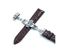 HASGTFM Correa de cuero 20 mm 22 mm ajuste for Tissot/Ajuste for Huawei/Ajuste for Samsung Reloj de reloj con hebilla negra/dorada/de plata con caja(Brown Silver,20mm)