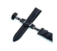 HASGTFM Correa de cuero 20 mm 22 mm ajuste for Tissot/Ajuste for Huawei/Ajuste for Samsung Reloj de reloj con hebilla negra/dorada/de plata con caja(Black Black,22mm)
