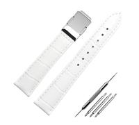 HASGTFM Correa de cuero blanca y roja de 16mm y 18mm compatible con Casio SHEEN series 5010 5020, correa de reloj hecha a mano resistente al agua, correa de muñeca de repuesto(White silver buckle,18mm