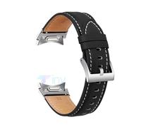 HASGTFM Correa de cuero con diseño sin huecos for Samsung Galaxy Watch 6/5/4 40mm 44mm 5Pro 45mm Band 6/4 Classic 47 43mm 46 42mm pulsera suave(Black-S,6 Classic 43mm 47mm)