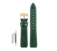 HASGTFM Correa de cuero con hebilla de acero inoxidable for hombre, pulsera de reloj Retro, compatible con Casio Fit For G-Shock AE-1200WH/1300/1000/A159 A158 A168(Green-gold buckle)
