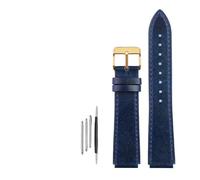 HASGTFM Correa de cuero con hebilla de acero inoxidable for hombre, pulsera de reloj Retro, compatible con Casio Fit For G-Shock AE-1200WH/1300/1000/A159 A158 A168(Blue-Gold Buckle)